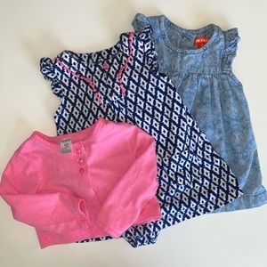 12 Month Blue Jean & Hot Pink Paisley Dress Bundle